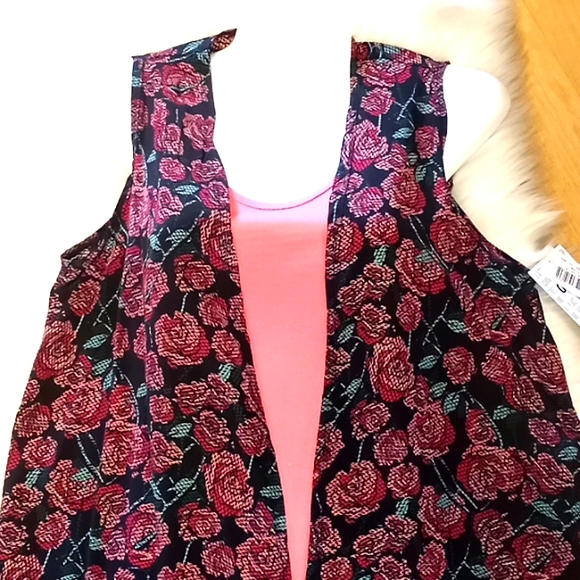 LulaRoe Joy Floral Print  Duster Vest - Picture 2 of 12